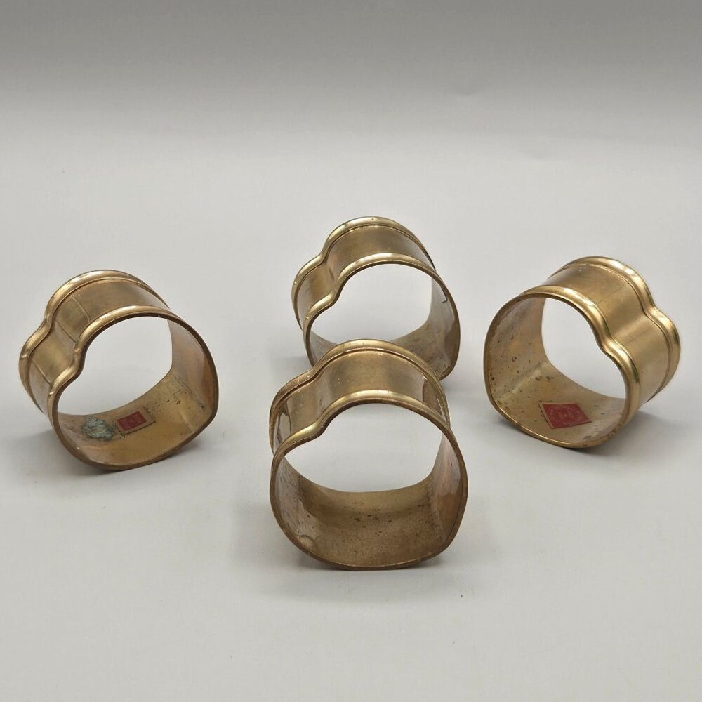 Brass Heart Shaped Napkin Rings Vaishali International Made In India Set of 4